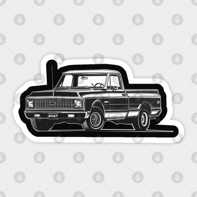 Chevy c 10 72's black edition Sticker by Saturasi